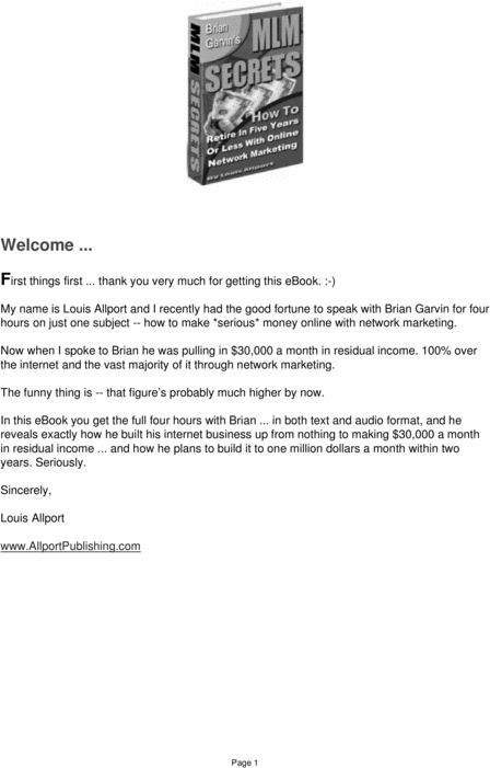 Product picture Brian Garvin´s MLM Secrets: Download eBooks